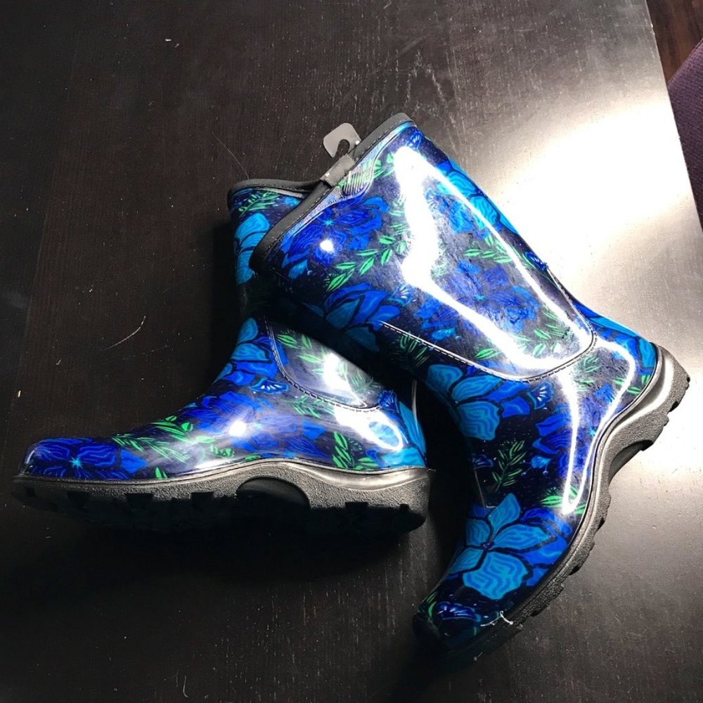 Multicolored Blue Rainboots - Size 7